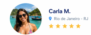 "Fizemos o passeio para Arraial do Cabo saindo do Rio e foi muito bom! Transporte confortável, tudo bem organizado e o passeio de barco vale muito a pena. As praias são lindas e a água bem clarinha. Recomendo!" — Carla M., Rio de Janeiro - RJ