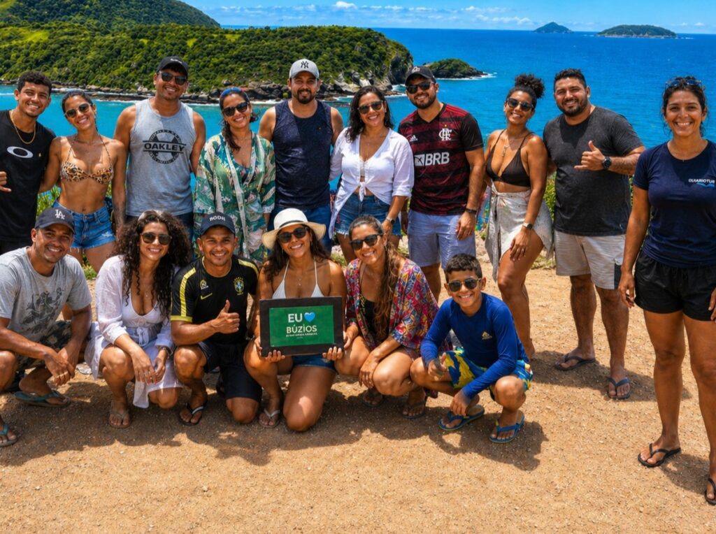 Grupo de turistas em passeio para Búzios saindo do Rio com guia
