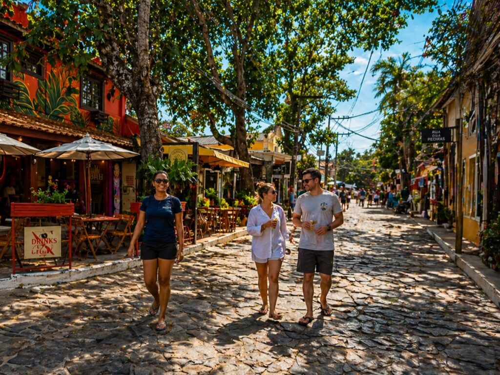 Rua das Pedras em Búzios com turistas caminhando