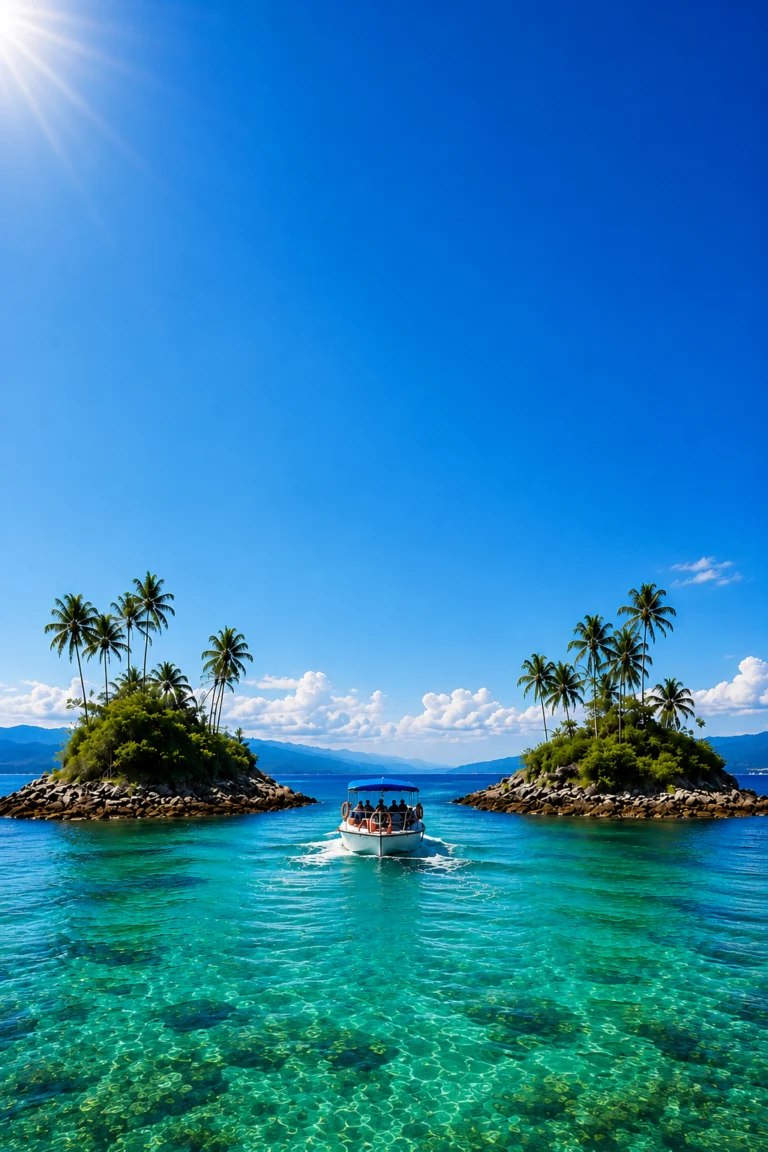 Passeio de barco nas Ilhas Botinas em Angra dos Reis com mar cristalino e águas transparentes da Costa Verde.