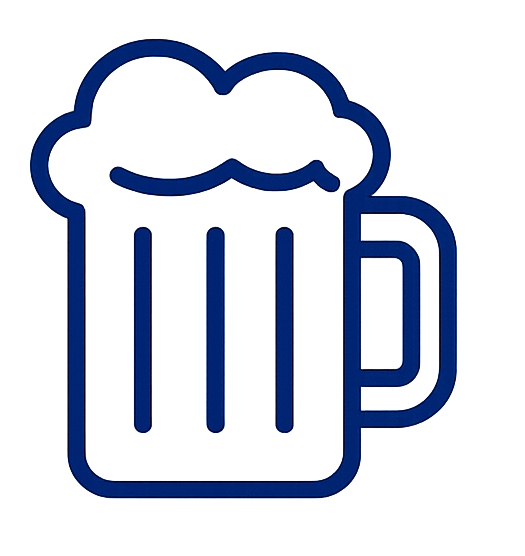 Ícone de cerveja artesanal em estilo outline representando a gastronomia típica da Bauernfest em Petrópolis.