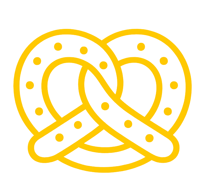 Ícone de pretzel representando a gastronomia alemã tradicional da Bauernfest em Petrópolis.
