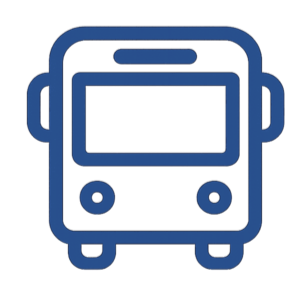 Ícone de ônibus turístico representando transporte confortável durante o passeio.