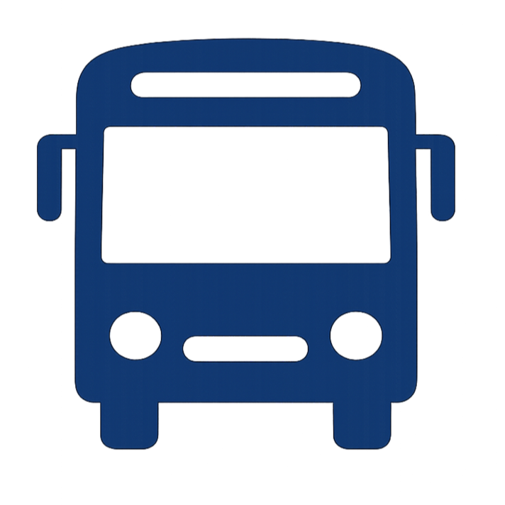 Ícone de ônibus representando o transporte turístico utilizado nos passeios para Angra dos Reis, Arraial do Cabo e outros destinos saindo do Rio de Janeiro.